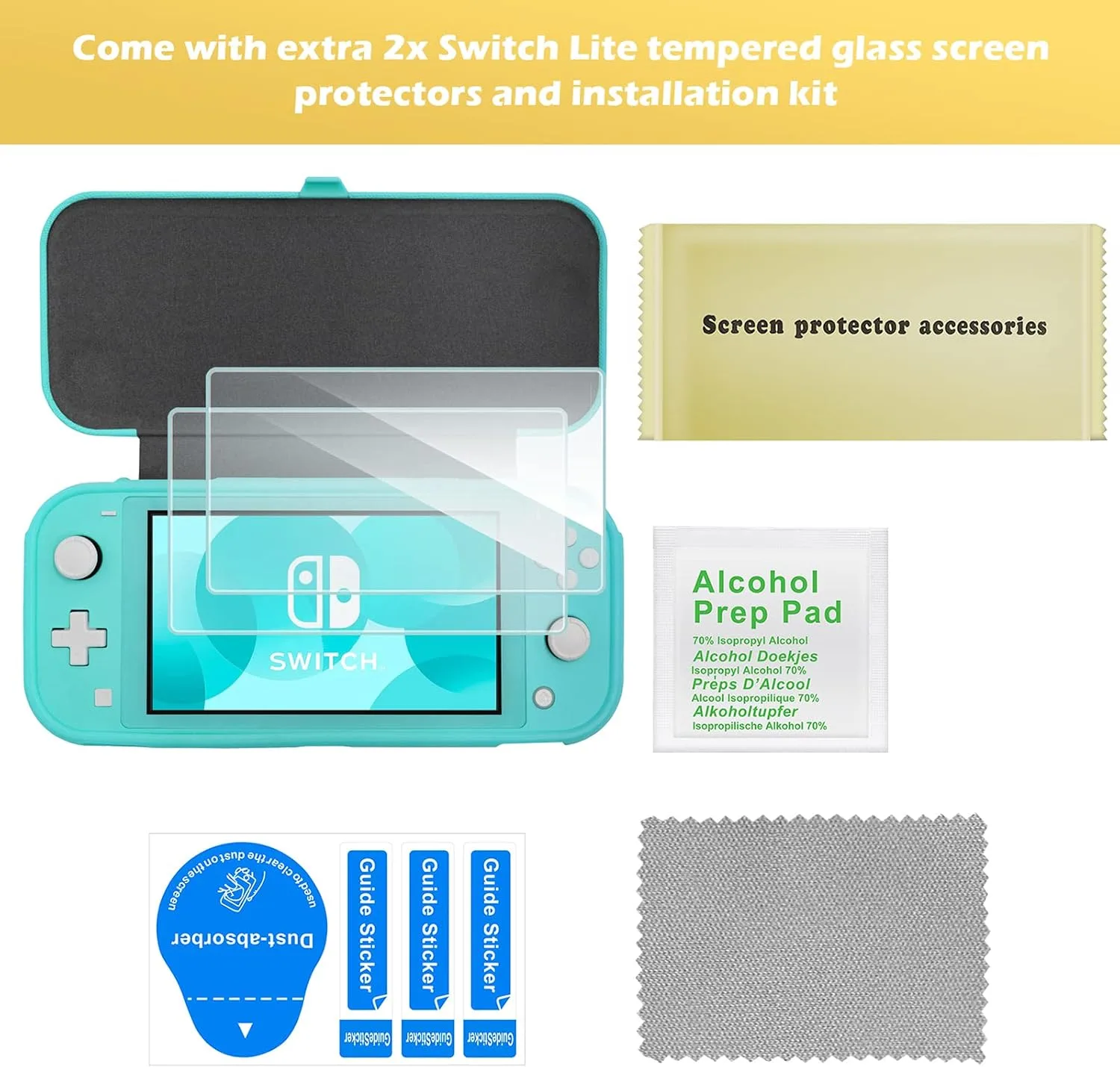 ProCase Flip Cover for Switch Lite with 2 Pack Screen Protectors, Turquoise