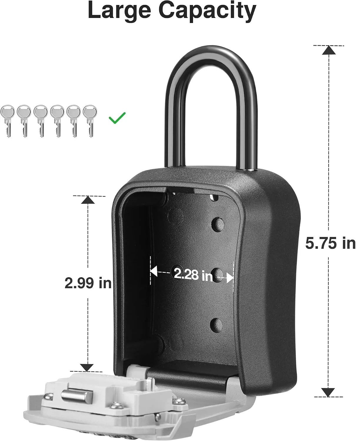 Puroma Key Lock Box for House Keys Combination Lockbox with Code, 1 Gray