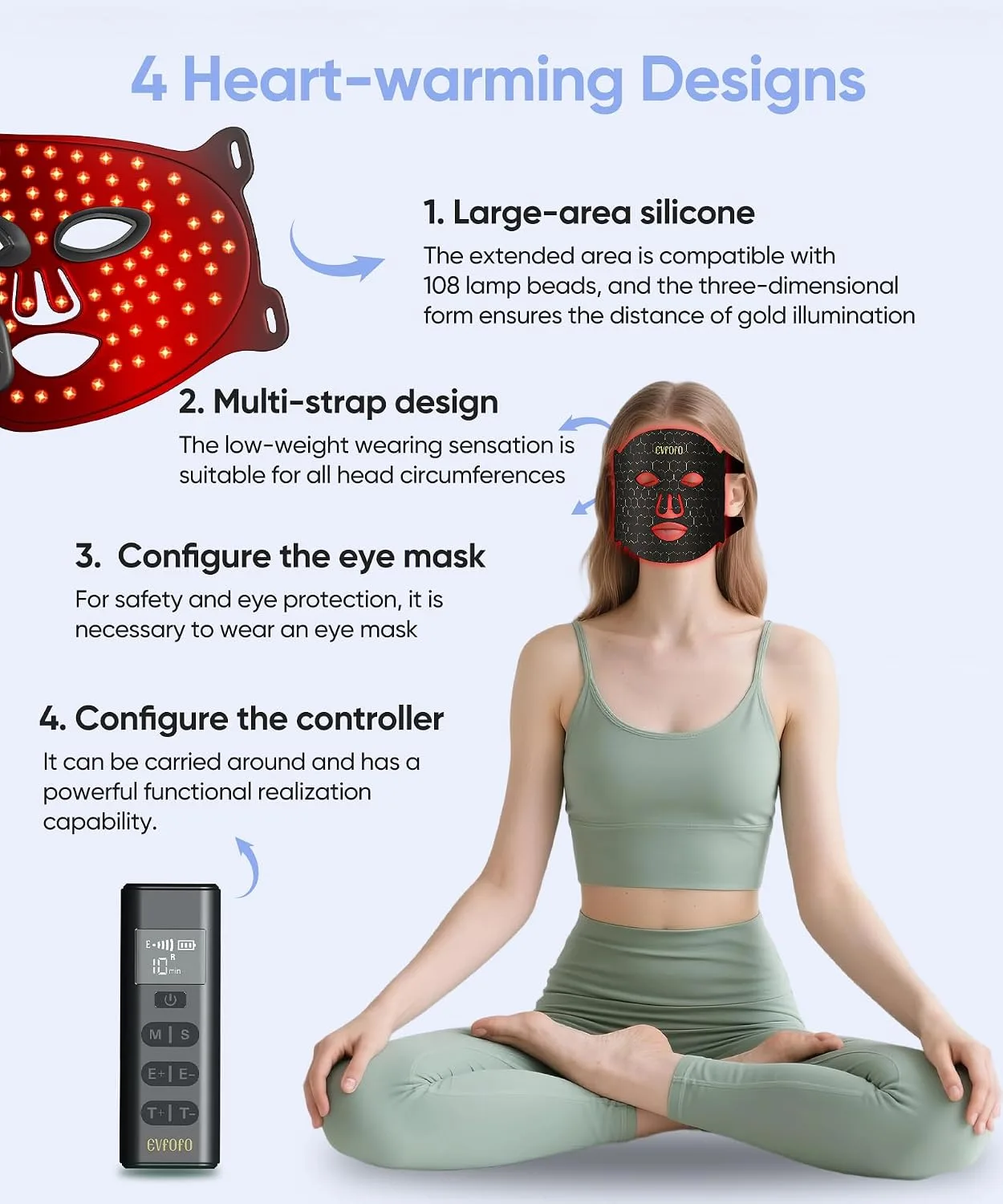 EVFOFO FDA-Cleared 850 NIR Red Light Therapy Mask for Face, Beauty Gift Set