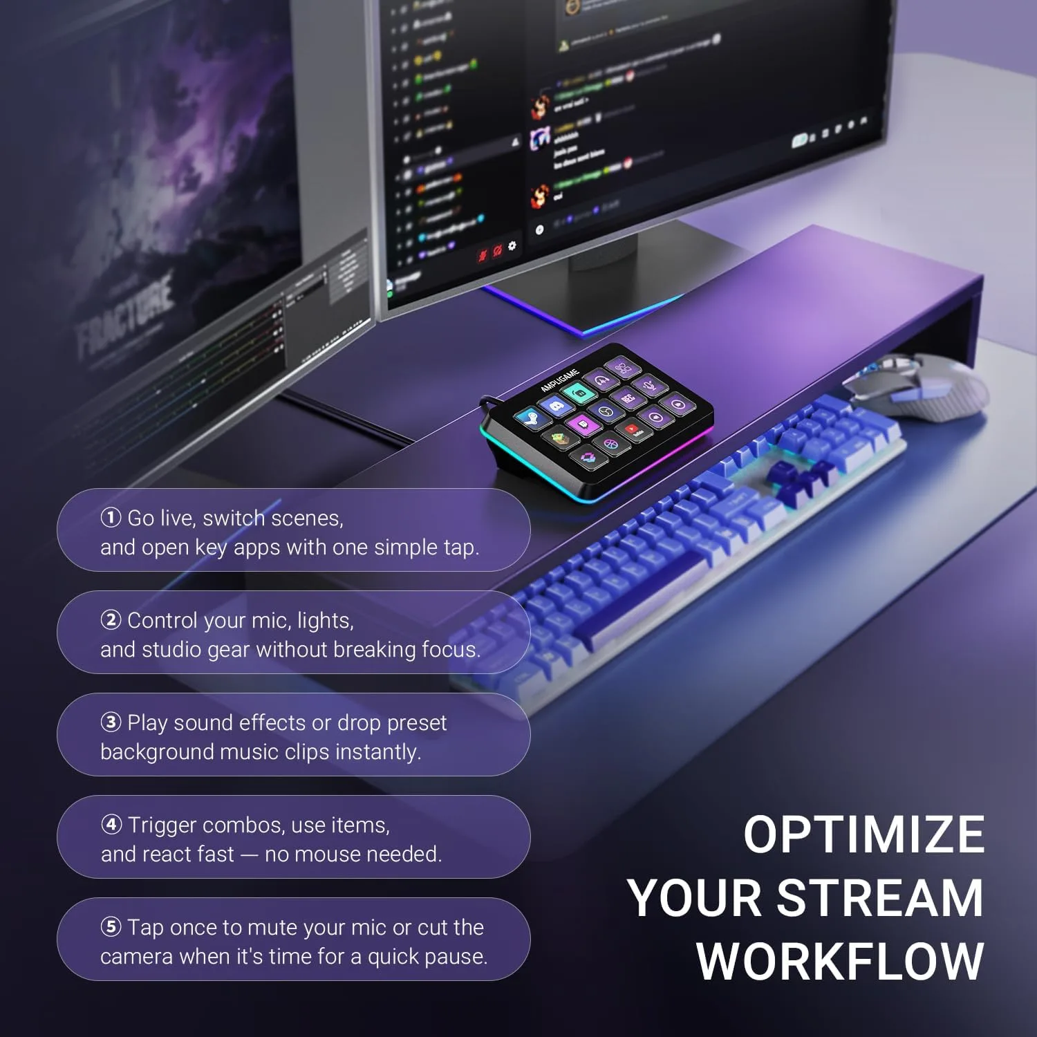 fifine D6 RGB Macro-Keyboard with 15 Programable Buttons for Multi-Tasking