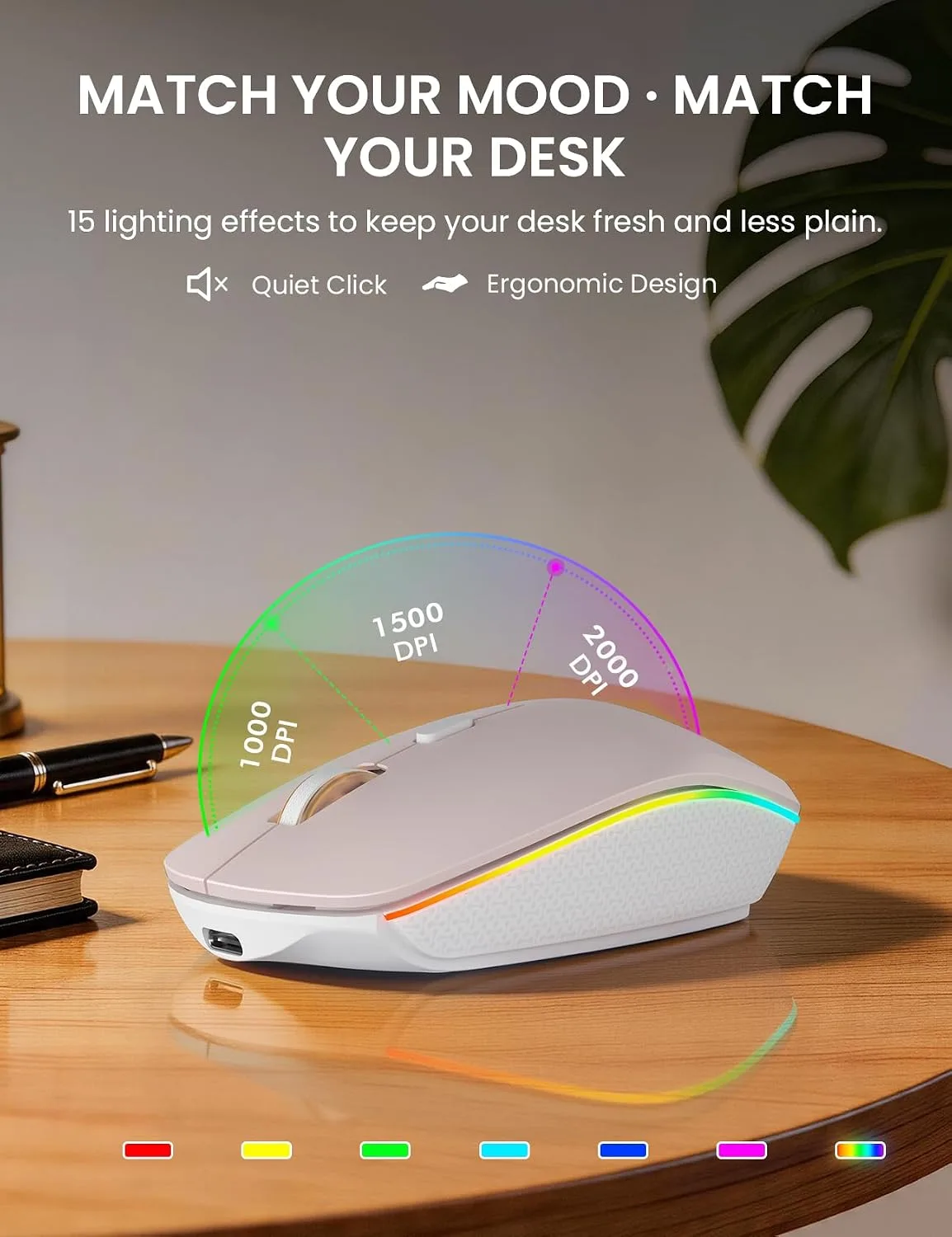 Wireless Keyboard and Mouse Combo, RGB Backlit, Wirst Rest, Rechargeable