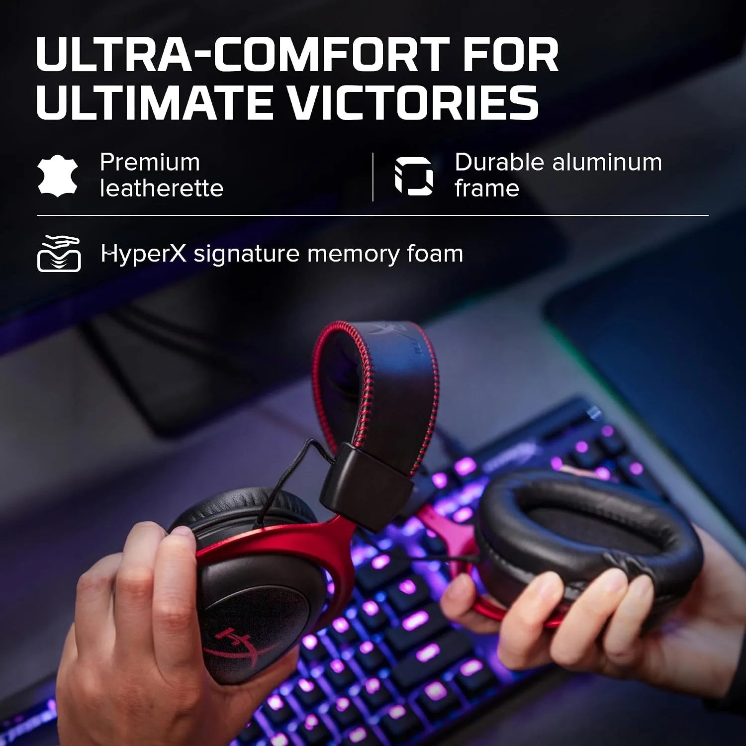 HyperX Cloud II Gaming Headset - 7.1 Surround Sound - Memory Foam Ear Pads - Durable Aluminum Frame - Multi Platform Headset - Works with PC, PS4, PS4 PRO, Xbox One, Xbox One S - Red (KHX-HSCP-RD)