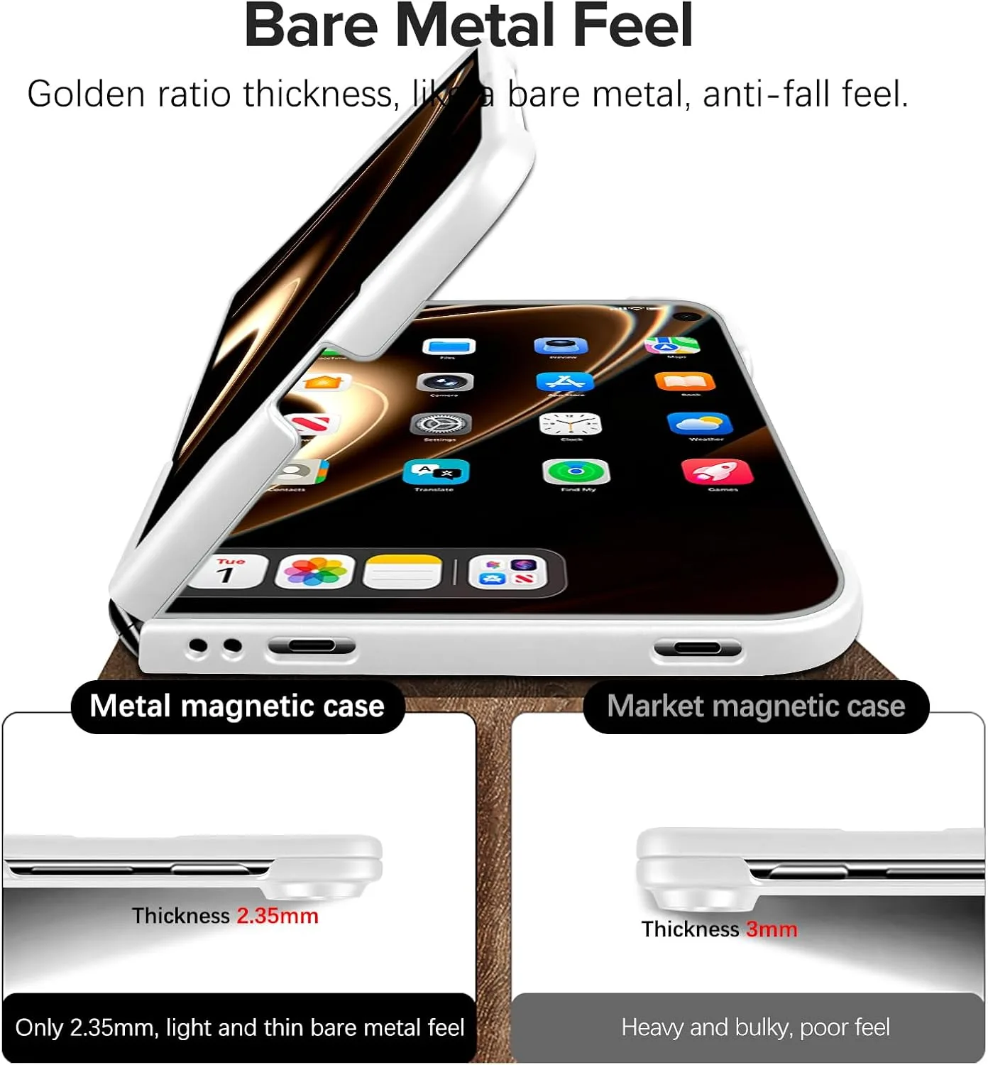 Case for iPhone Duo, Magnetic Phone Case Compatible with Mag-Safe，Silver