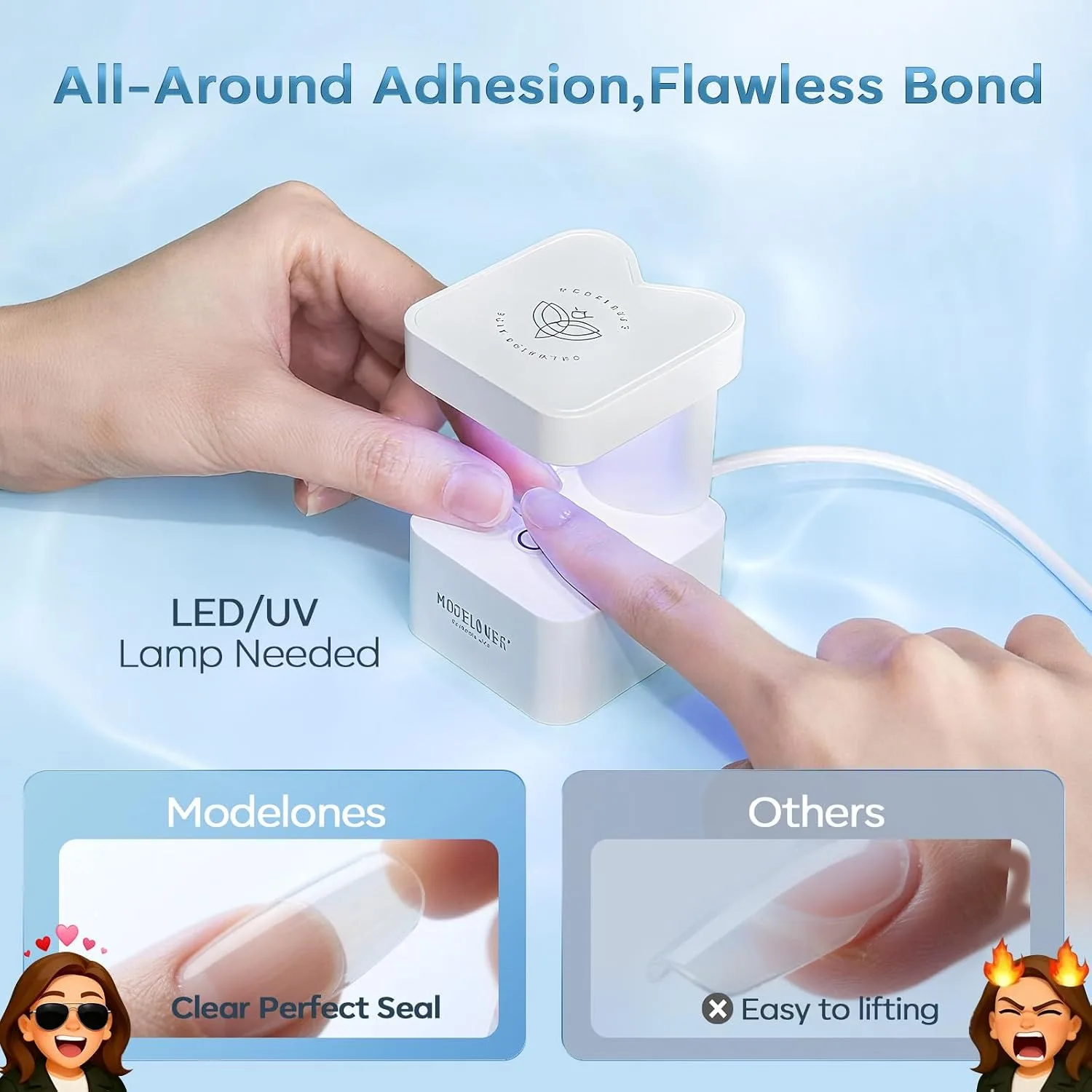 modelones 2pcs 15ml 10 in One X Nail Gel Glue Gel Base Coat Brush On