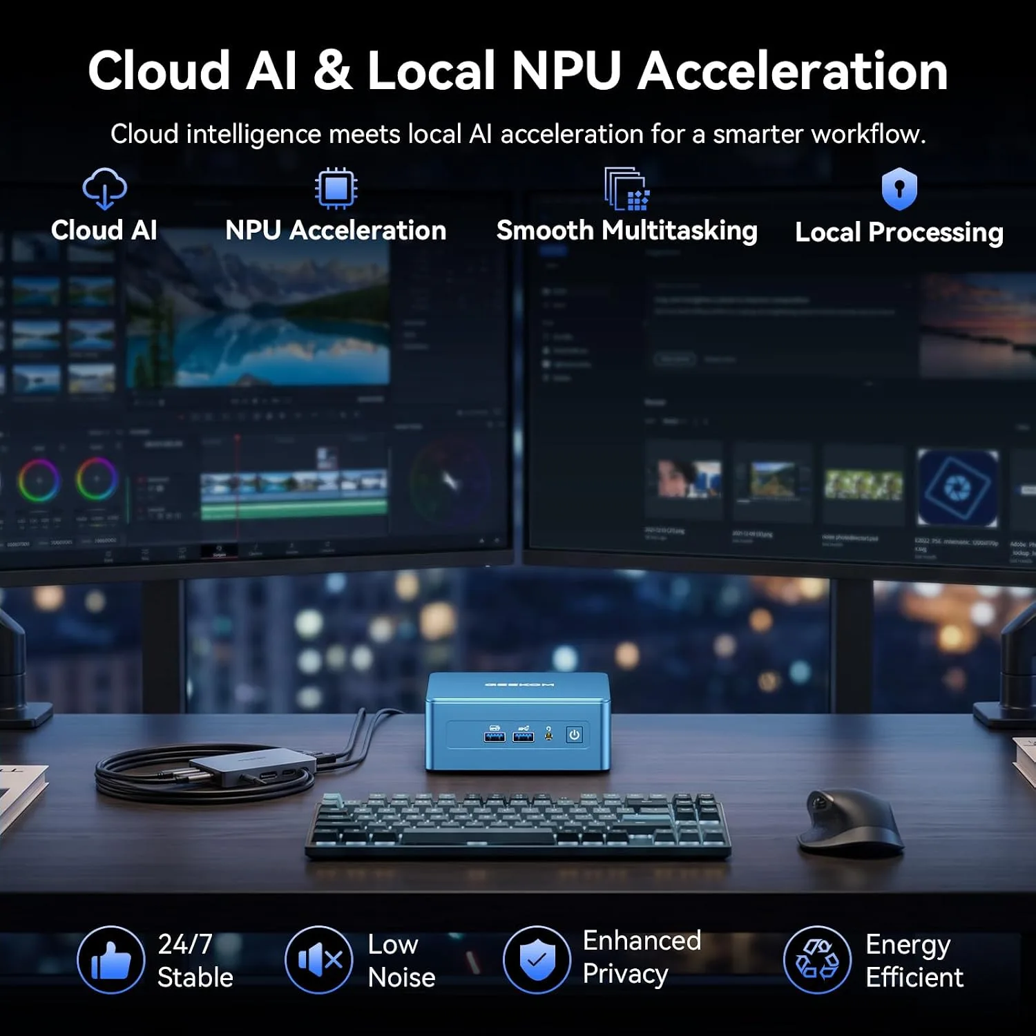 GEEKOM IT13 8K Productivity AI Mini PC,Intel Ultra7 356H|32GB DDR5＆1TB SSD