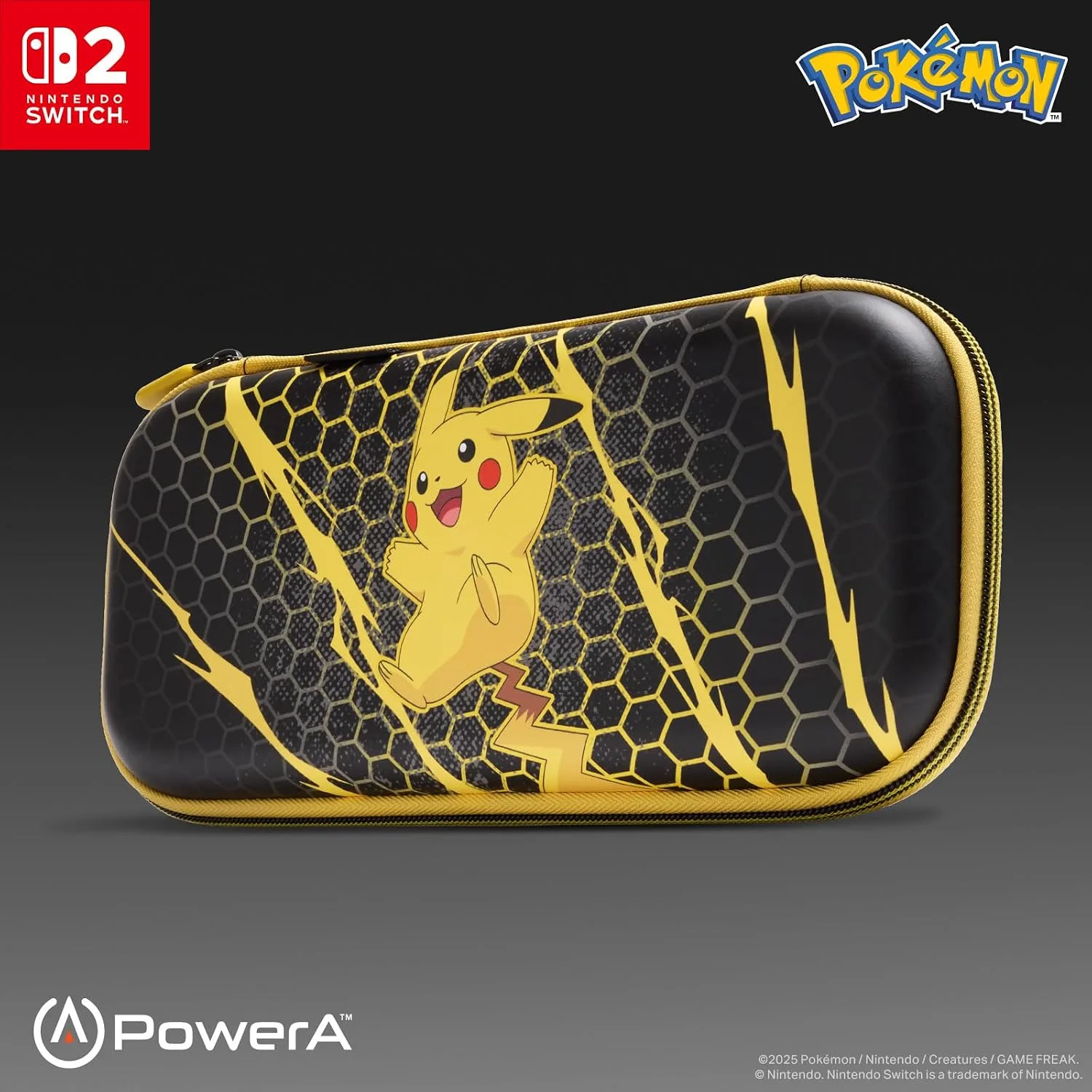 PowerA Slim Case for Nintendo Switch 2 - Pikachu Storm, Officially Licensed, Protective Case, Holds 10 Game Cards, Padded Screen Protector, Built-in Play Stand