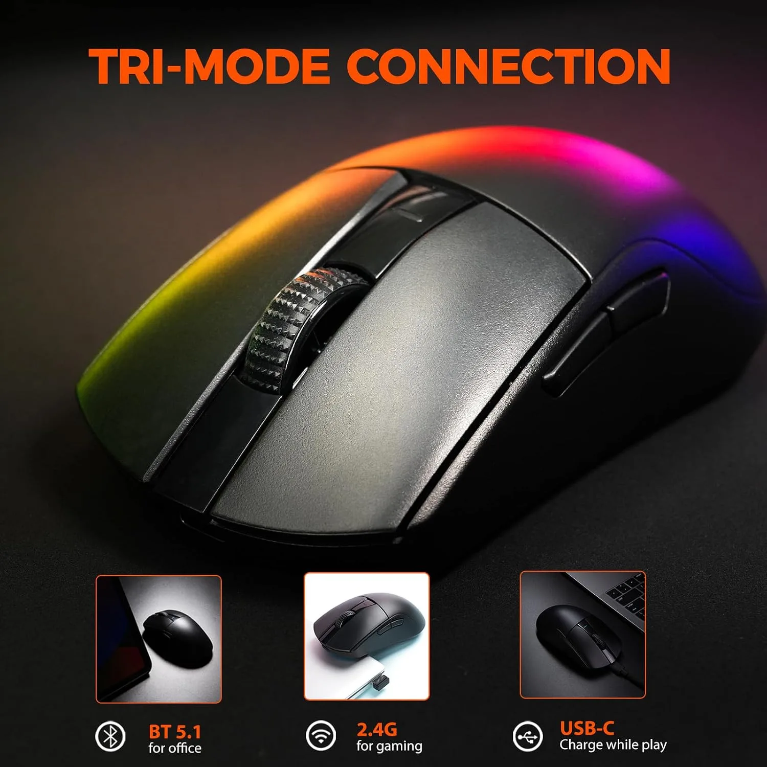 DAREU A950GM Tri-Mode Wireless Gaming Mouse,26K DPI,60g Lightweight