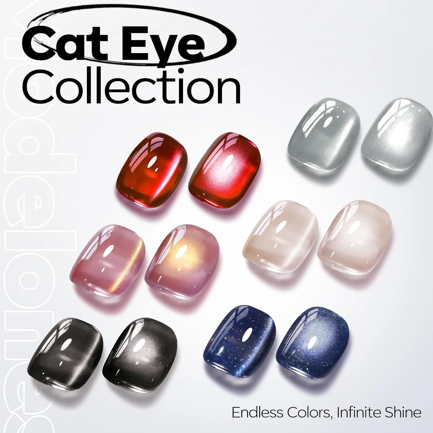 modelones Cat Eye Gel Nail Polish, Silver White Glitter Gel Polish