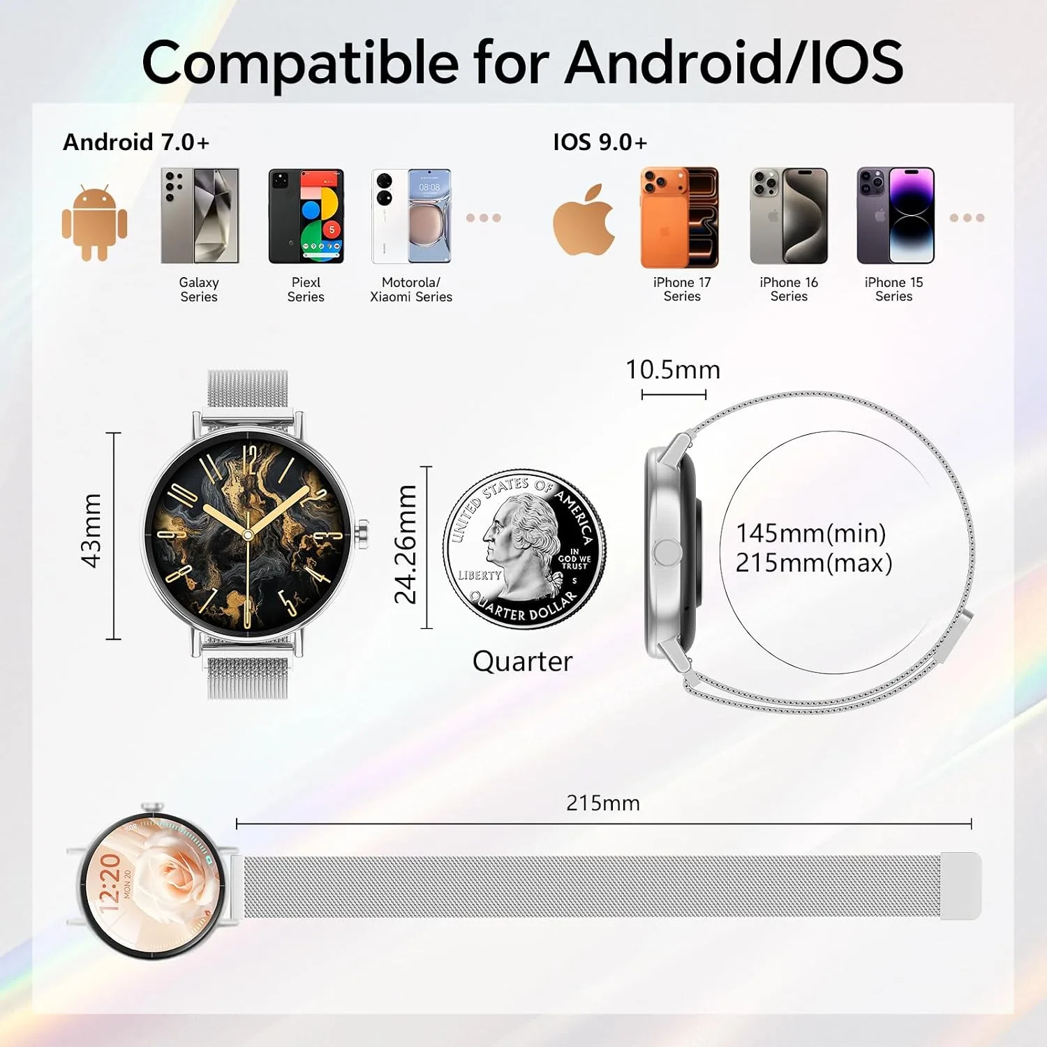 Yoever Smart Watch for Men Women,1.57" Touchscreen,Round Fitness Trackers