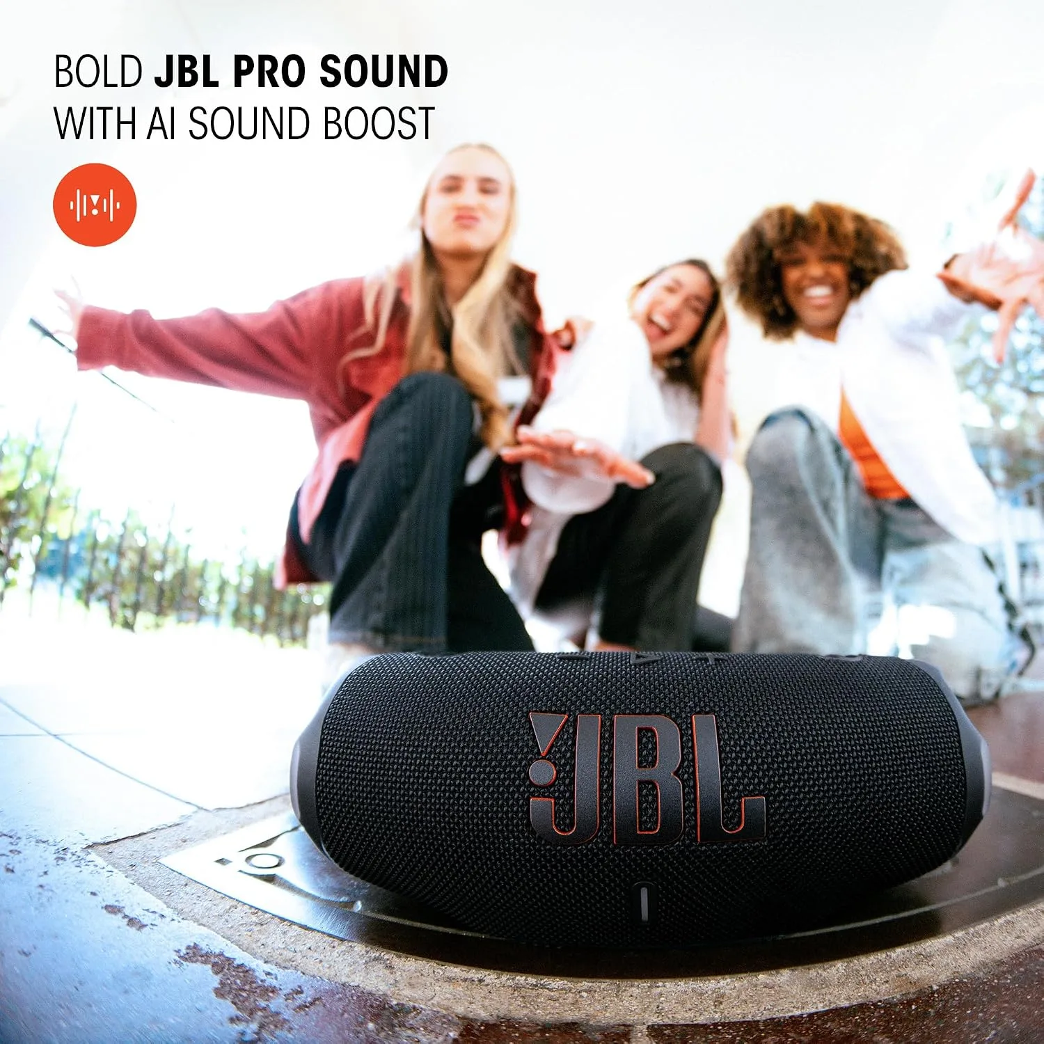 JBL Charge 6 - Portable Waterproof & Drop-Proof Bluetooth Speaker, Bold Pro Sound with AI Sound Boost, 28Hrs of Playtime, Built-in powerbank & Comes with a Sturdy/Removable Carrying Strap (Squad)