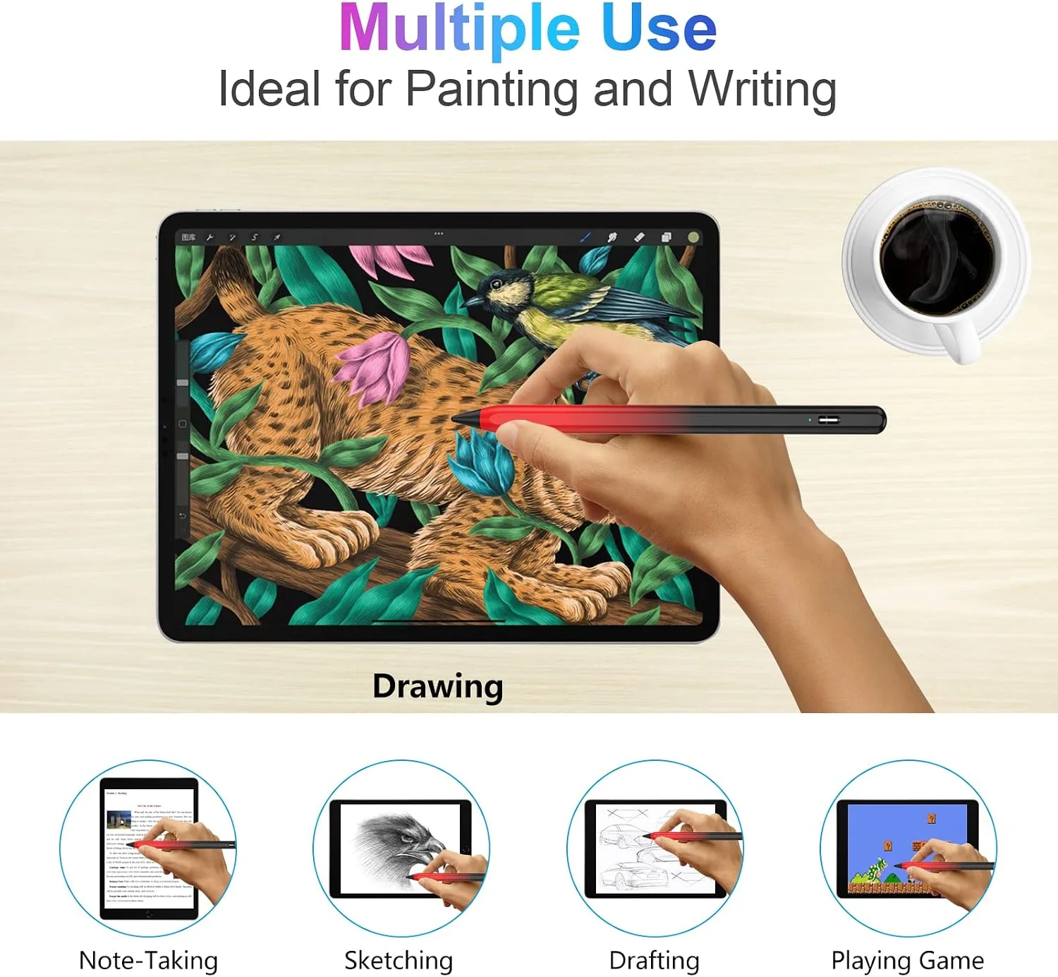 COO Stylus Pen for iPad Pro Air Mini 2018-2024, Palm Rejection Fast Charge