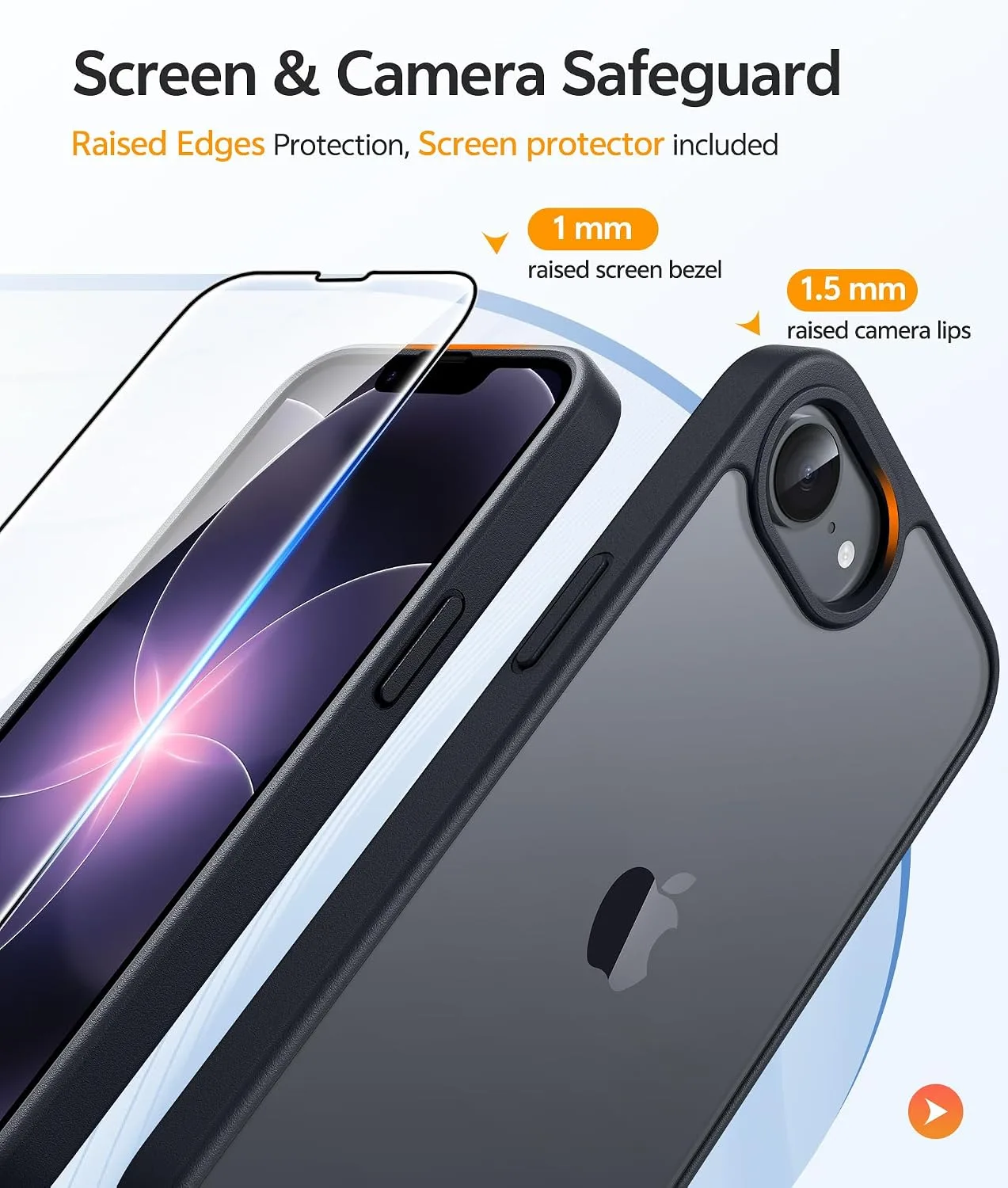 FNTCASE for iPhone 17e/16e Case, Screen Protector, Translucent Matte Back