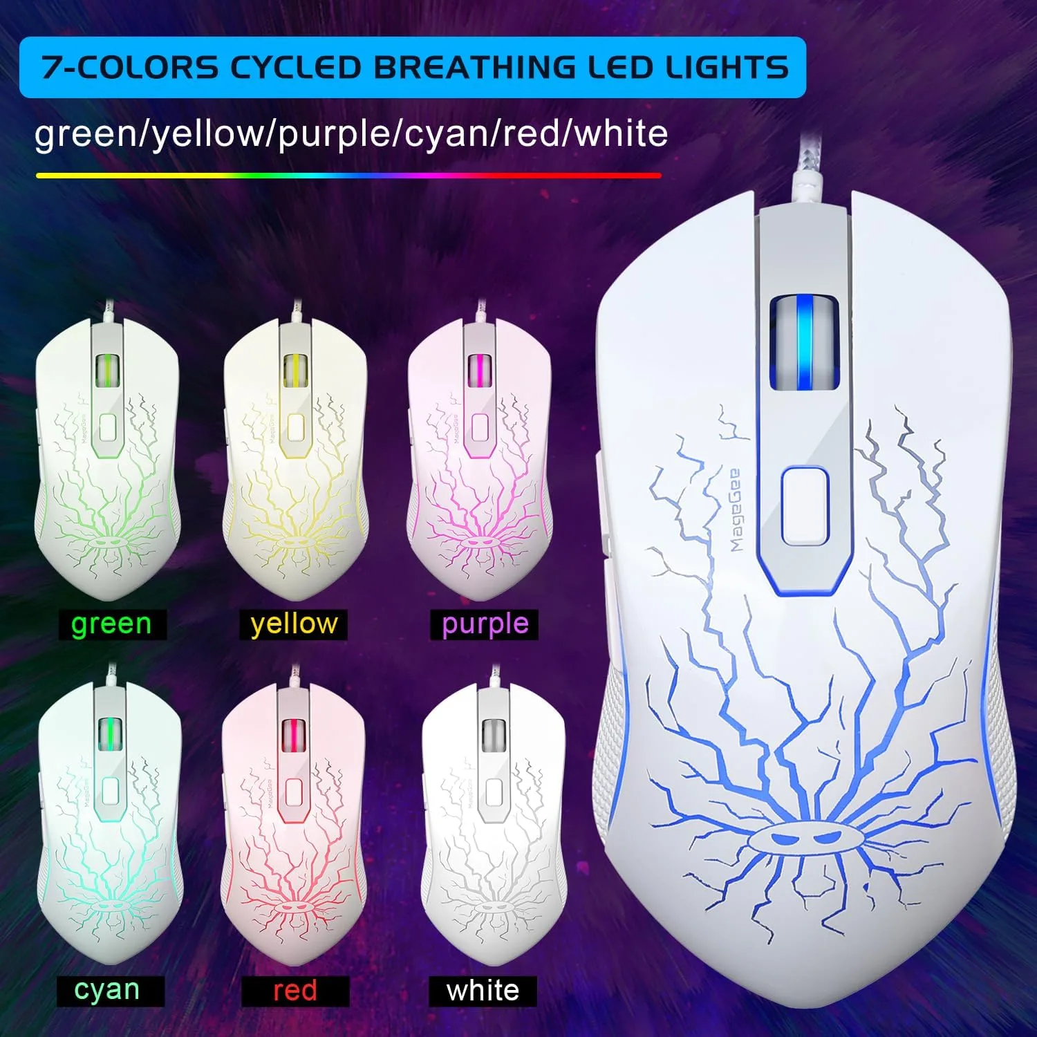 Gaming Keyboard and Mouse Combo, K1 RGB LED Backlit Keyboard with 104 Key for PC/Laptop(White)