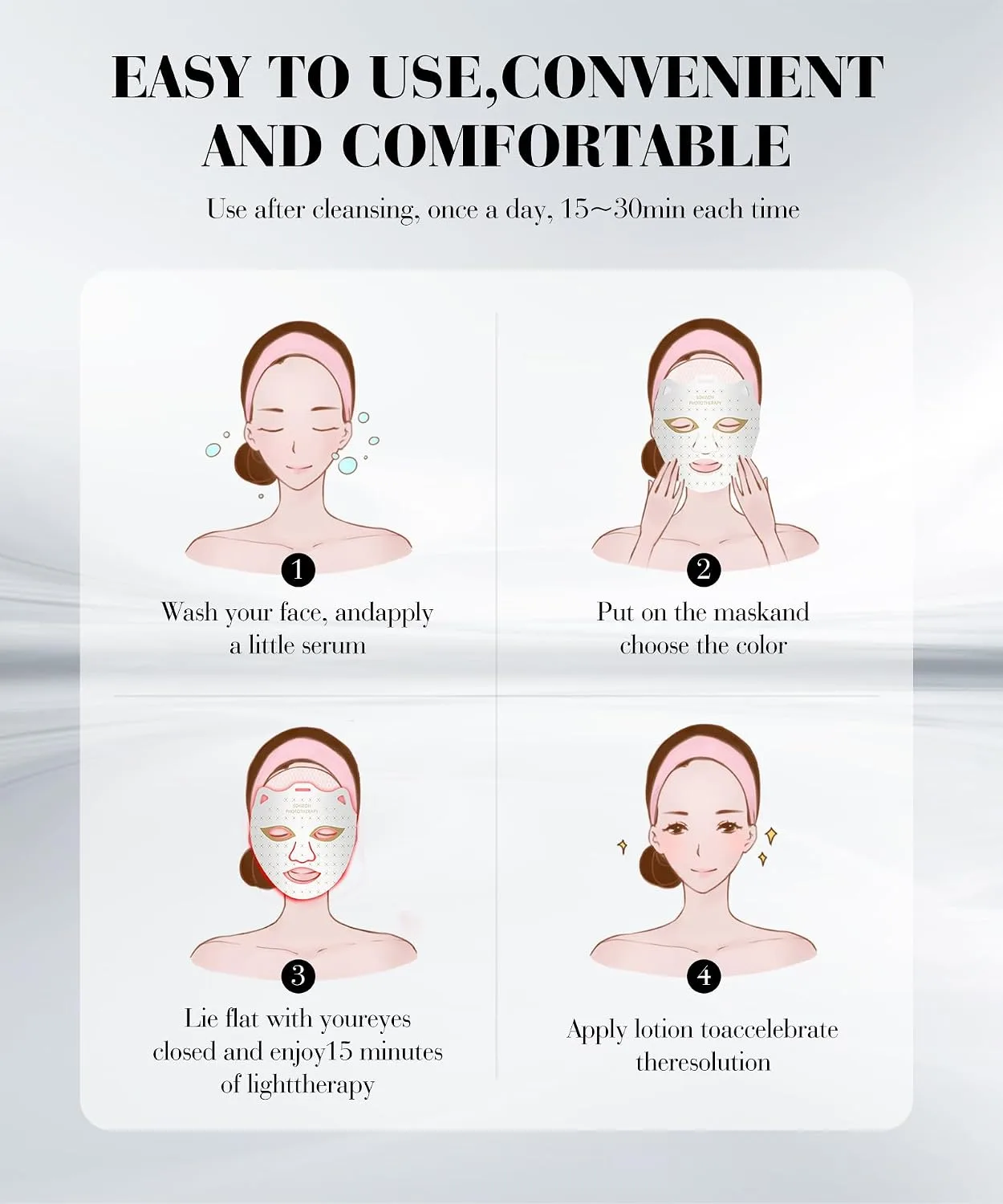 SDKWDH Red Light Therapy for Face, 850nm NIR Mask, Reduce Acne and Wrinkles