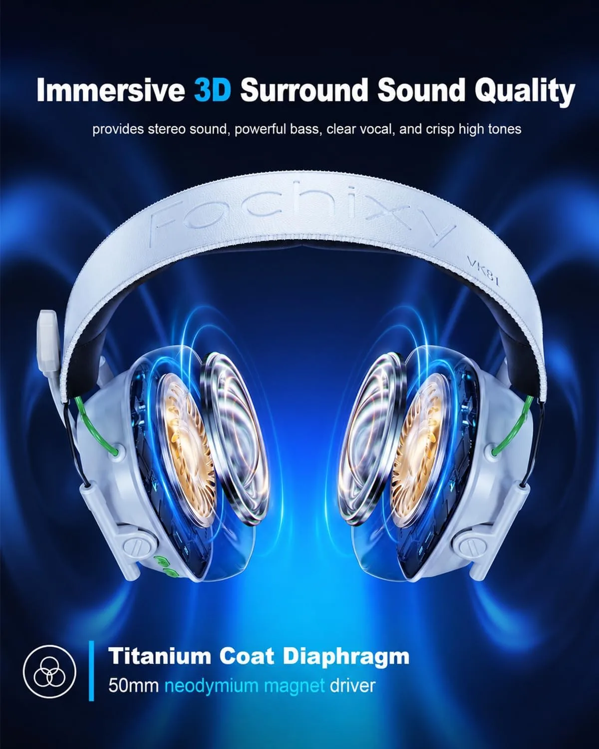 Wireless Gaming Headset for PS5, PS4, PC, Switch, 20ms Low Latency with Mic