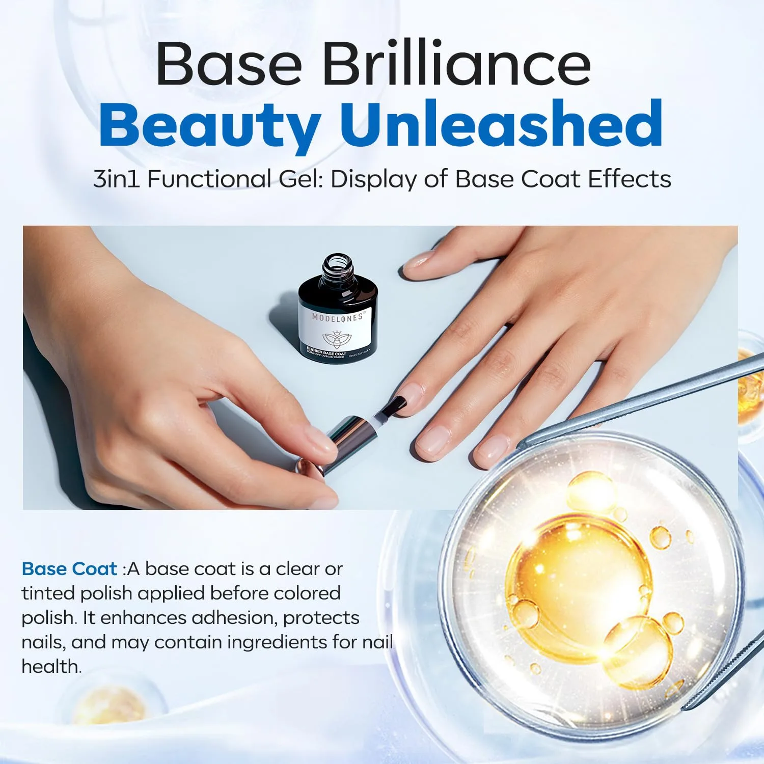 modelones Rubber Gel Base Coat Clear Builder Nail Gel for Weak Nails