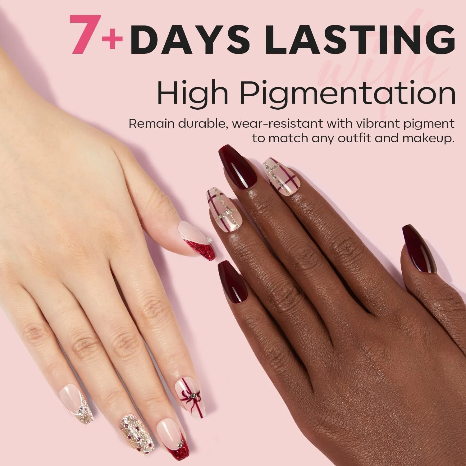 modelones Quick Dry Nail Polish Set, 6 Colors Red Nude Gold Glitter