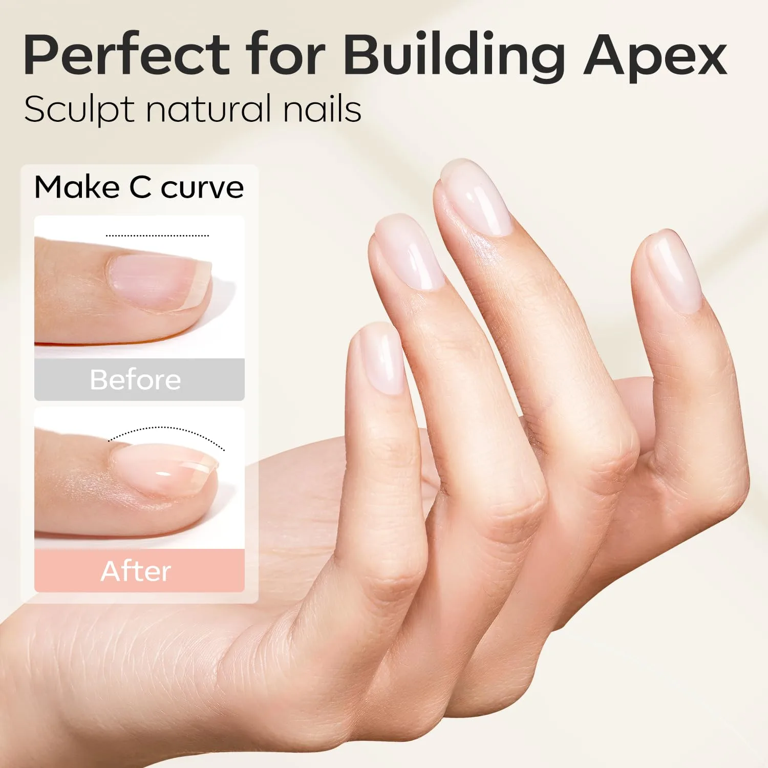 modelones Builder Nail Gel, 2 Pcs Clear Builder Nail Polish Base