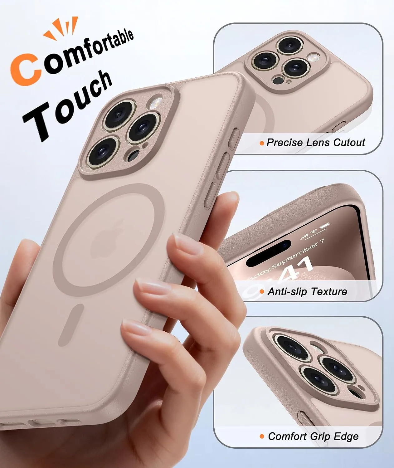 FNTCASE for iPhone 15-Pro Max Case Fit for MagSafe Desert Gold
