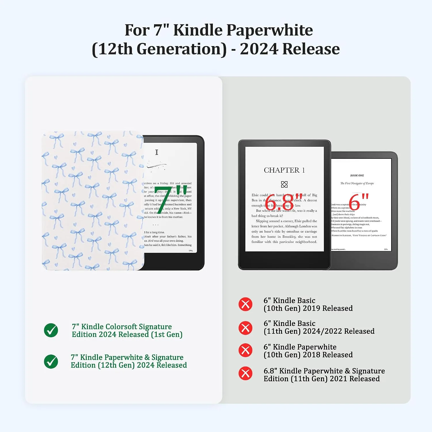 Clear Case for 7'' Kindle Paperwhite 12th Gen 2024 & Colorsoft
