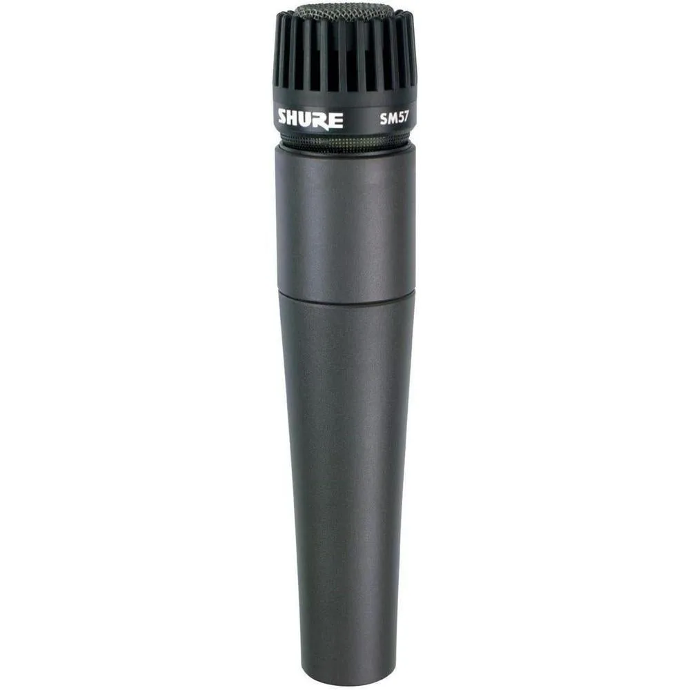 Micrófono cardioide dinámico Shure SM57-LC, Negro, 1.25 lbs, ideal para discursos y grabación de instrumentos musicales.