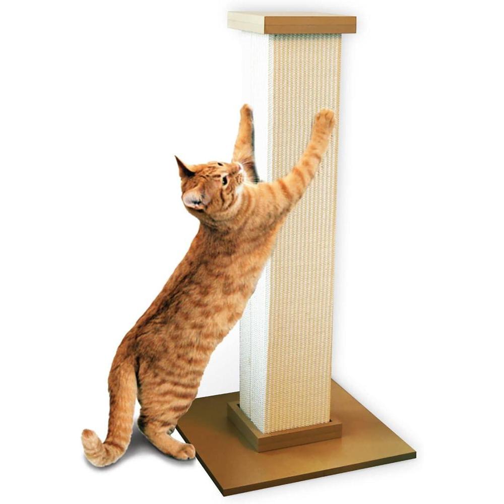 SmartCat Ultimate Scratching Post – Beige, Large 32 Inch Tower - Sisal Fiber, Simple Design - For All Cats