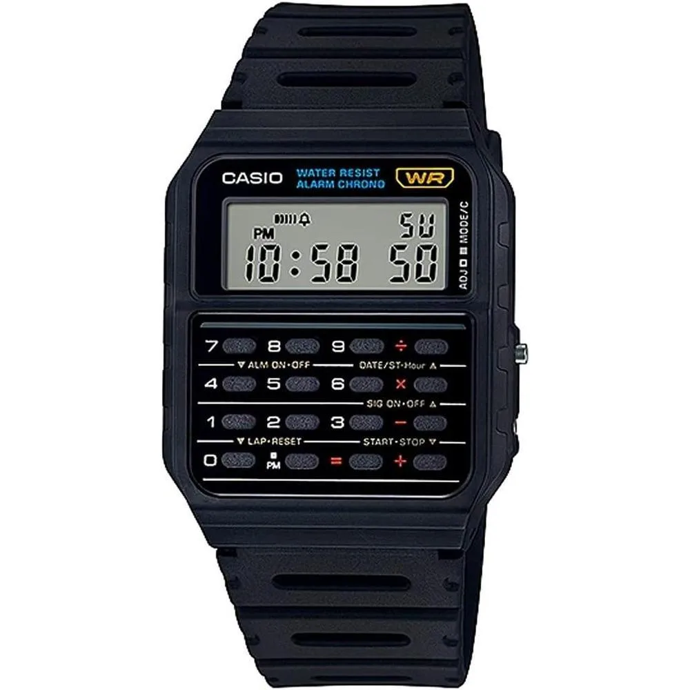 Casio CA53W Vintage Series | Data Bank | 1/100 SEC Stopwatch | Water Resistant | 8 Digit Calculator | Dual Time | Resin Band | Resin Case | Auto Calendar | Daily Alarm | 5 Year Battery