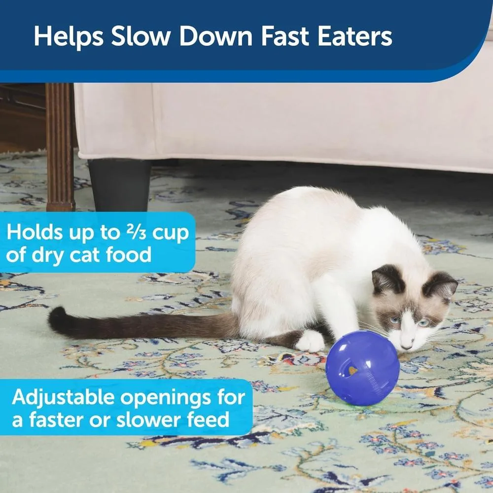 PetSafe SlimCat Juguete y dispensador de comida interactivo para gatos, azul, fomenta el ejercicio y la digestión, 15 cm