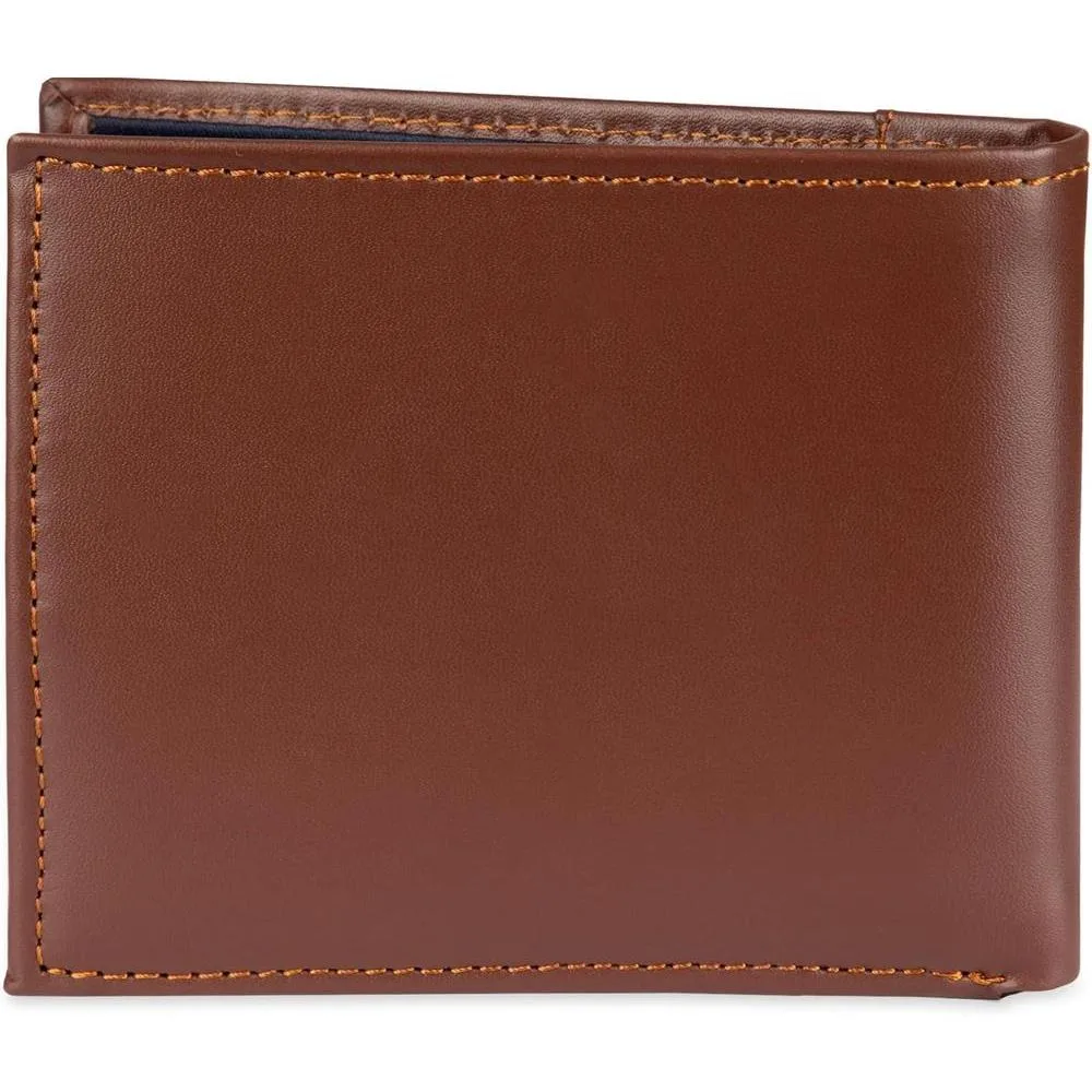 Cartera Tommy Hilfiger de piel auténtica para hombre, con ventana de identificación y múltiples ranuras para tarjetas