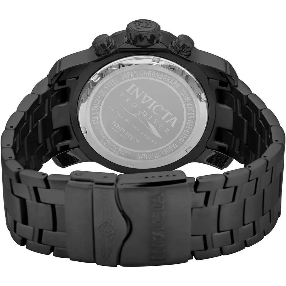 Reloj cronógrafo de cuarzo Invicta Pro Diver con correa de acero inoxidable plateado y esfera negra para hombre, modelo 0073