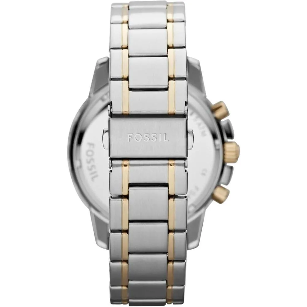 Reloj cronógrafo Fossil Dean de acero inoxidable para hombre, estilo clásico, con esfera blanca y dos tonos