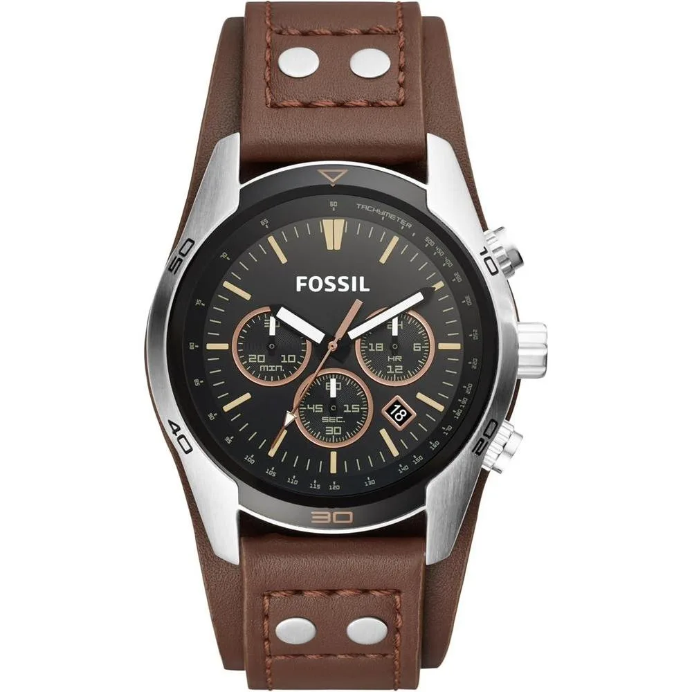Fossil Men's Coachman Quartz Stainless Steel and Leather Chronograph Watch