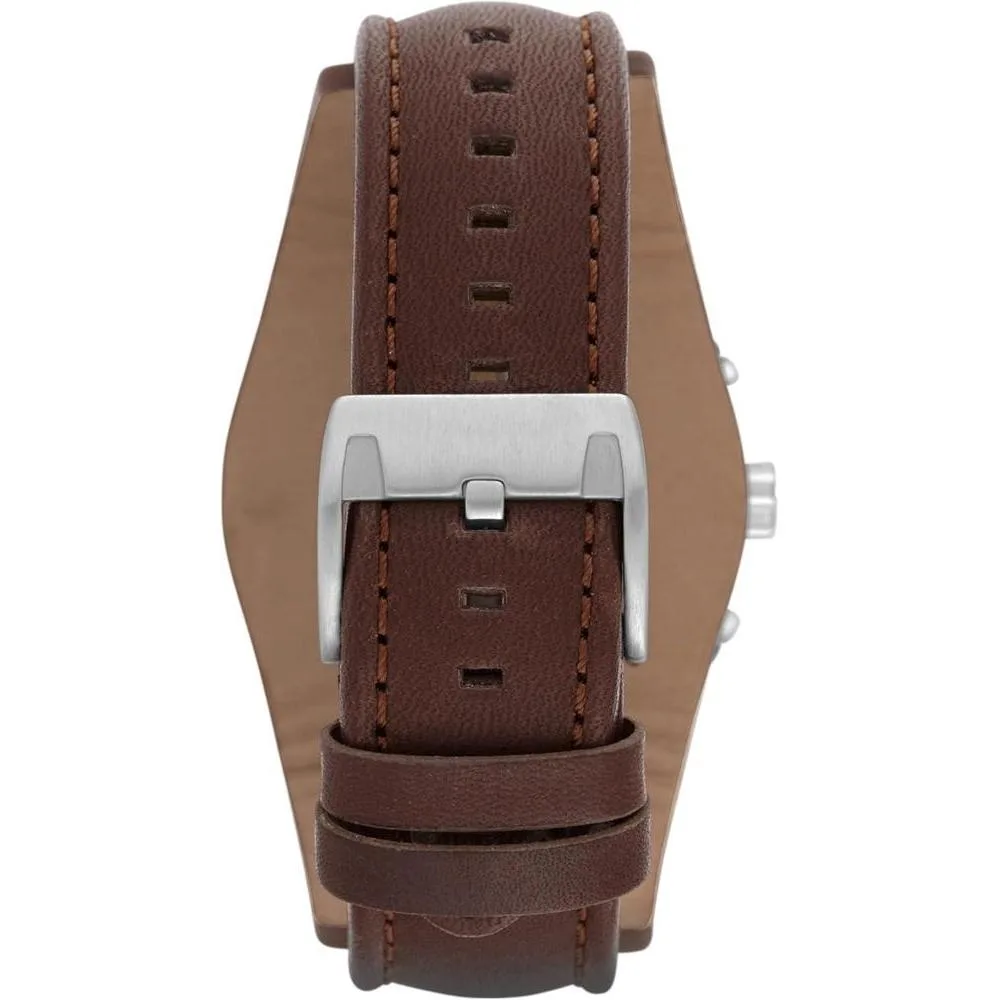 Reloj Fossil Coachman de cuarzo, acero inoxidable y cuero, cronógrafo analógico resistente al agua, color marrón y negro