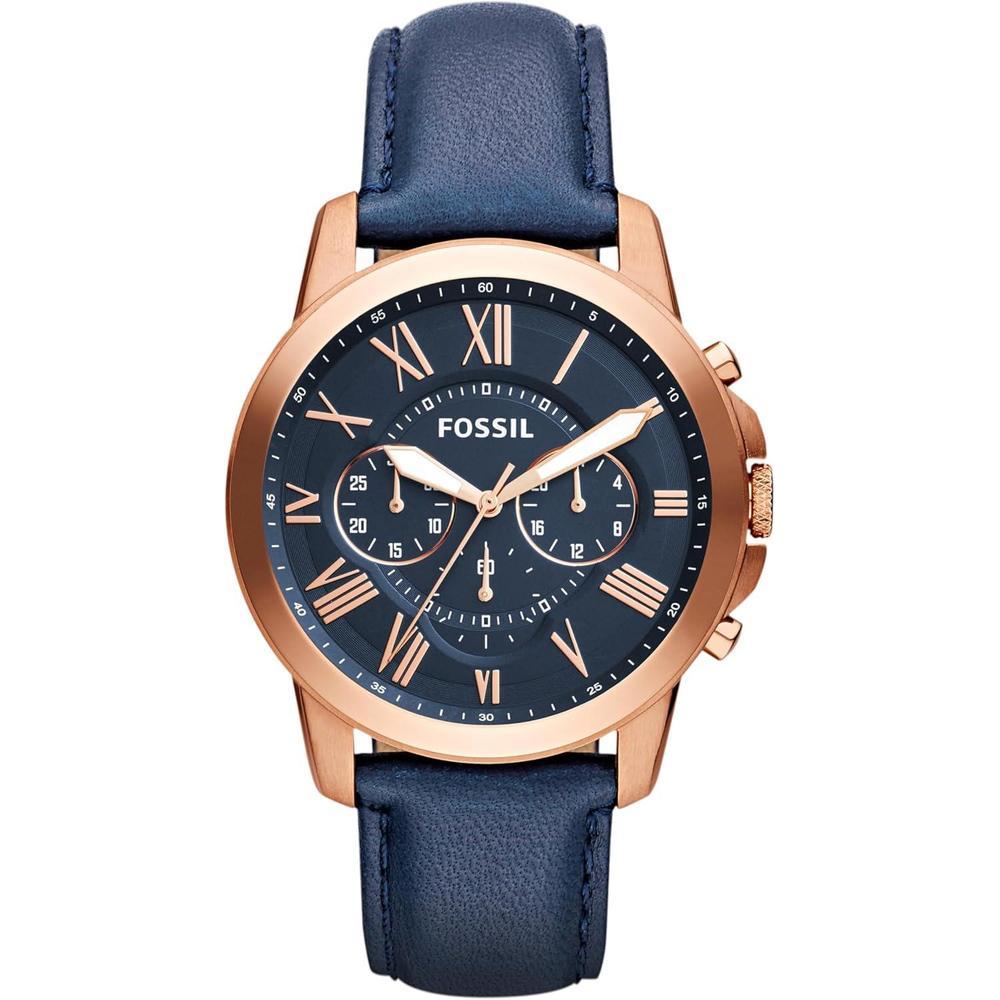 Fossil Men's Grant Quartz Stainless Steel and Leather Chronograph Watch