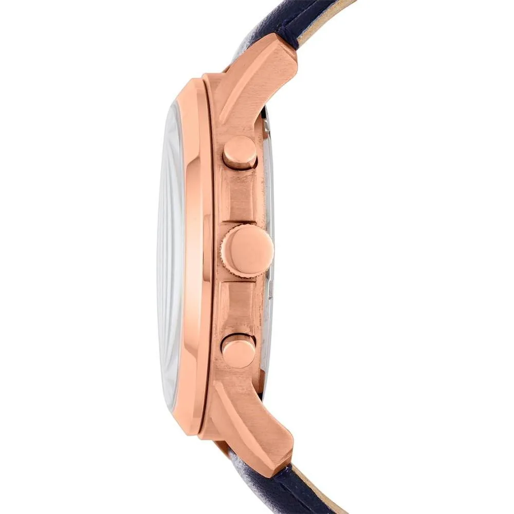 Reloj cronógrafo Fossil Grant para hombre, con correa de cuero azul y esfera de acero inoxidable resistente al agua hasta 165 pies
