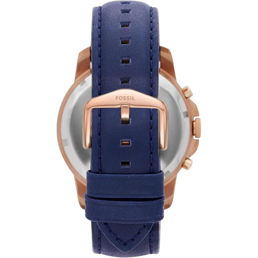 Reloj cronógrafo Fossil Grant para hombre, con correa de cuero azul y esfera de acero inoxidable resistente al agua hasta 165 pies