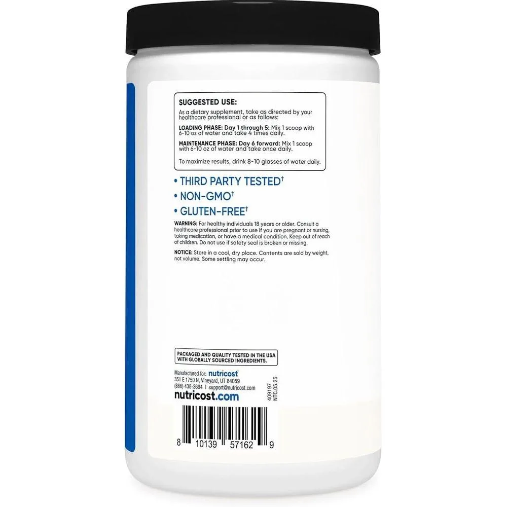 Monohidrato de creatina Nutricost, 100 porciones de monohidrato de creatina pura