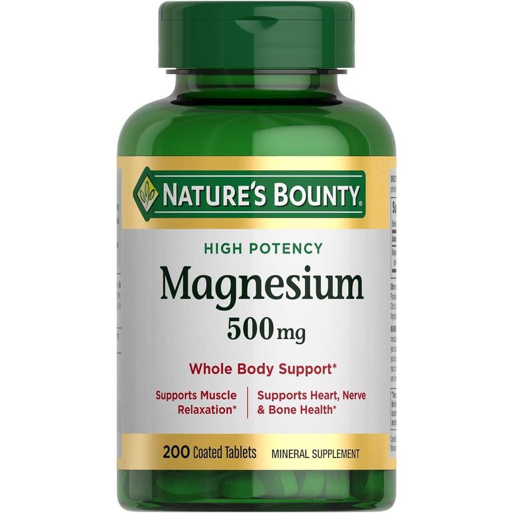 Nature's Bounty Magnesium, Bone and Muscle Health, Whole Body Support, Tablets, 500 Mg, 200 Ct
