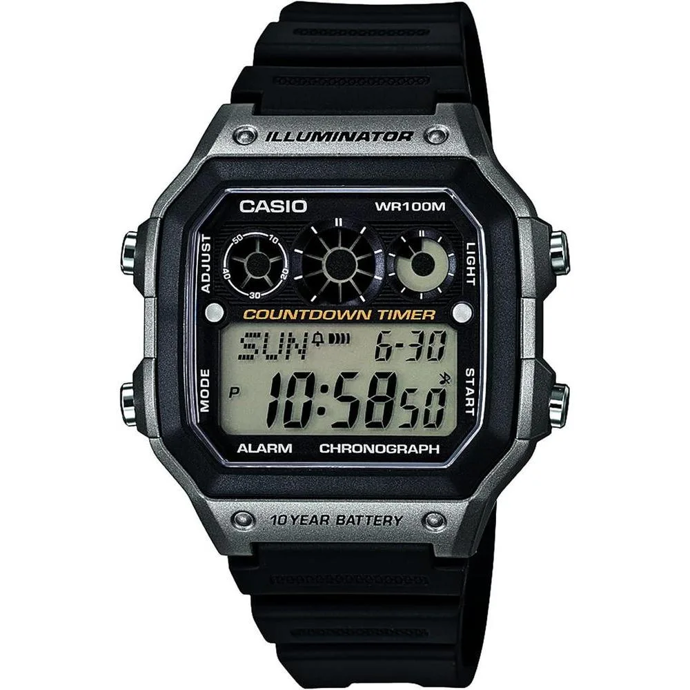 Casio AE-1300WH Series | Watches for Men | Digital Watch | Black | 1/100 SEC Stopwatch | 9 Interval Timers | LED Light | 100M WR | Multi Alarm | Calendar | World Time | 12/24 Hour Format | 10 Yr Batt
