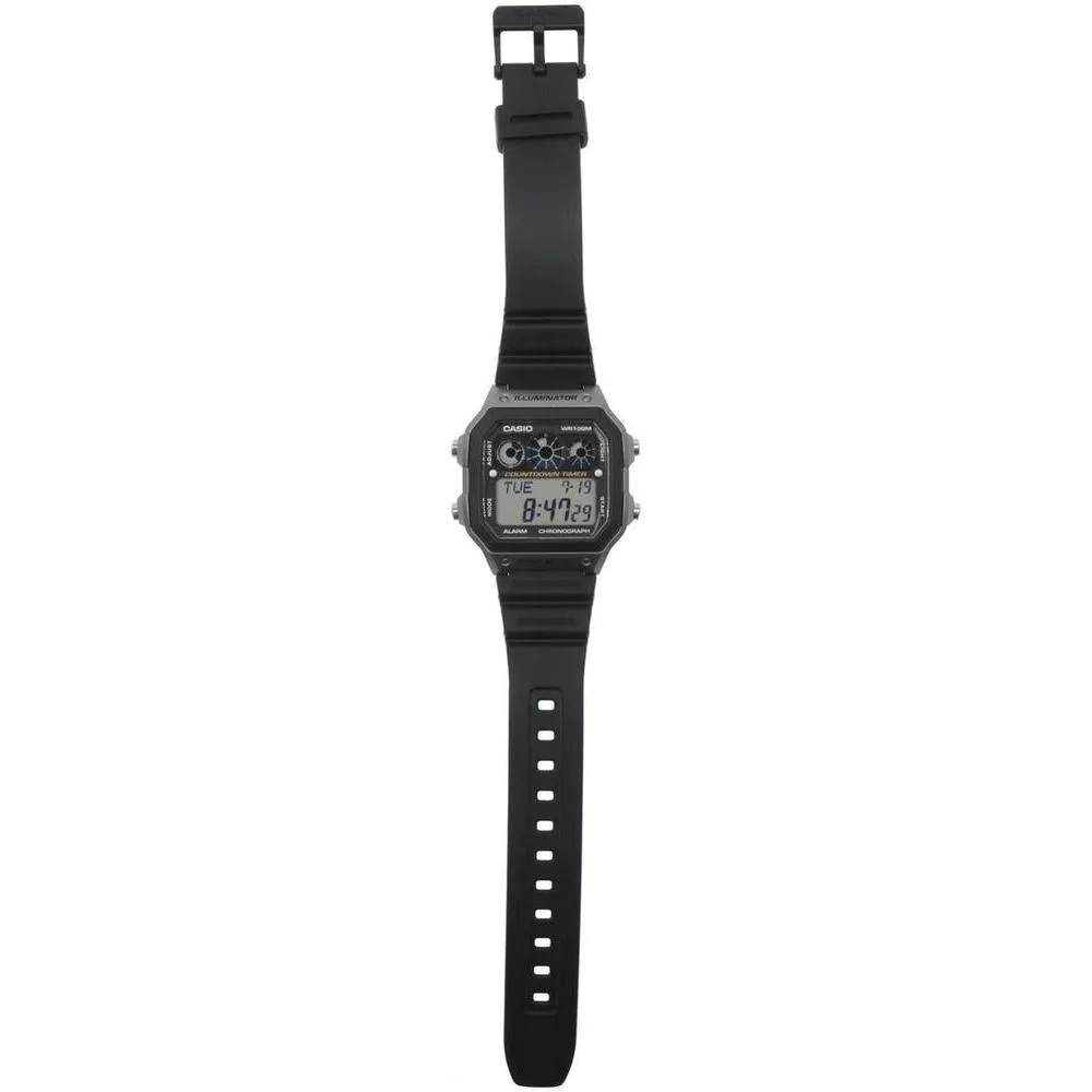 Casio AE-1300WH-8AVCF Reloj Digital Negro para Hombre con Cronómetro, Temporizadores, Resistencia al Agua y Retroiluminación LED