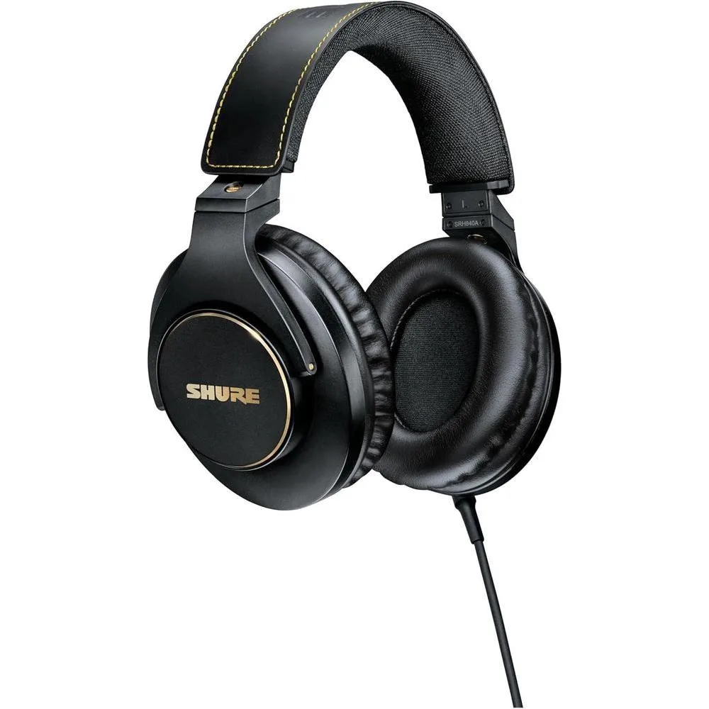 Shure SRH840A Over-Ear Wired Headphones for Critical Listening & Monitoring, Professional Headset, Tailored Frequency Response, Superior Detailed Sound, Adjustable & Collapsible Design - 2022 Version
