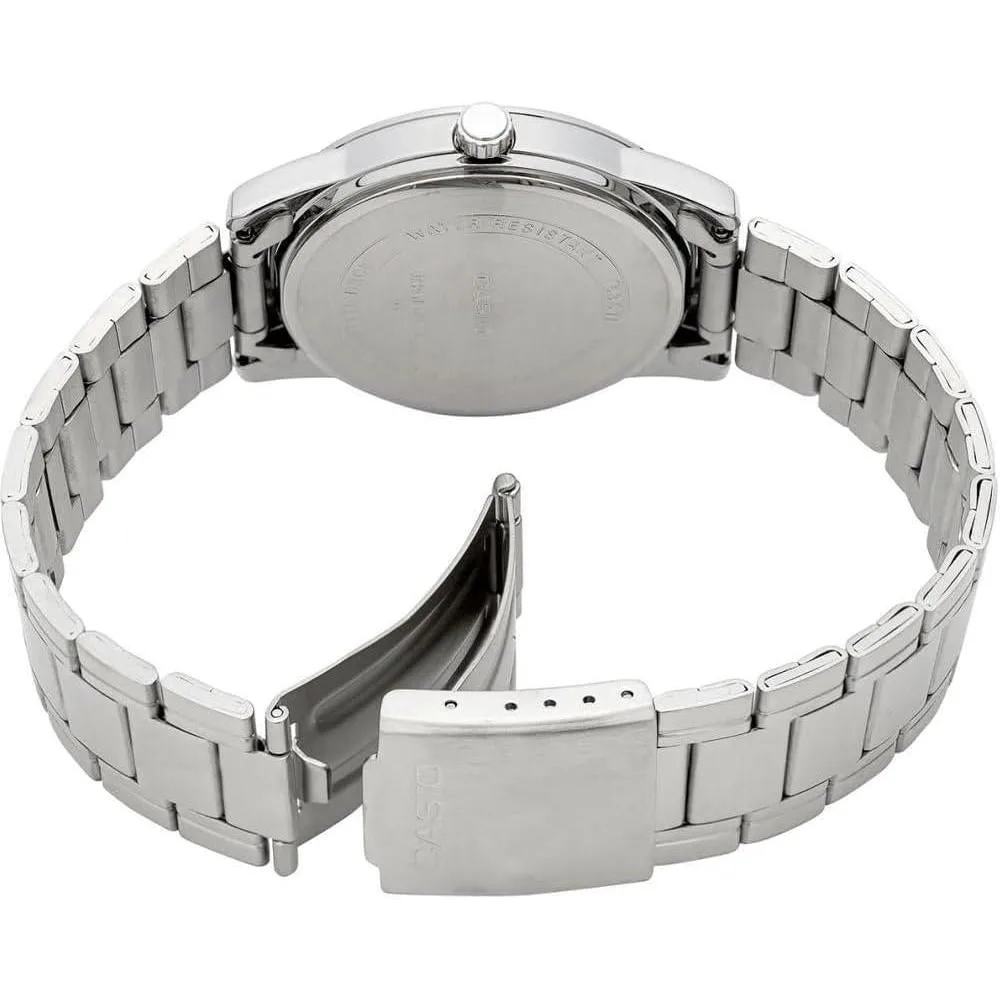 Reloj Casio para Hombre Estándar de Acero Inoxidable, Esfera Negra de Fácil Lectura MTP-V001D-1B