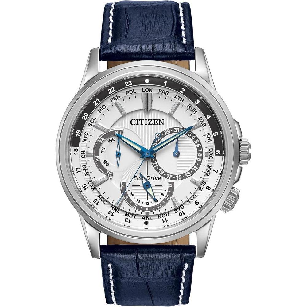 Citizen Men's Eco-Drive Calendrier Classic Watch, 12/24 Hour Time, 3-Hand Day and Date, Chronograph, Luminous Hands
