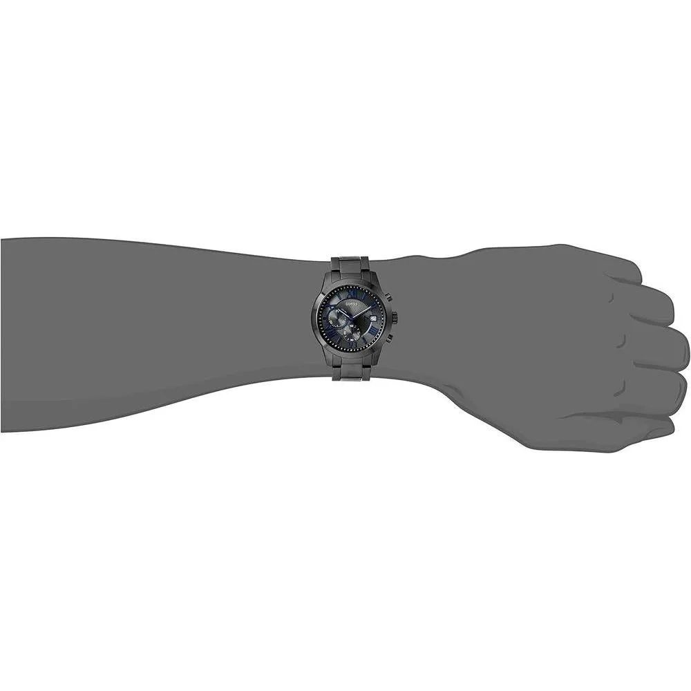 Reloj cronógrafo GUESS de acero inoxidable, resistente al agua, con cronógrafo, dial gris y correa de acero inoxidable