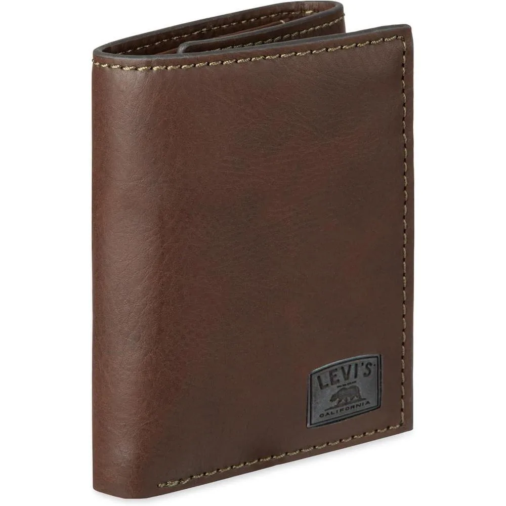 Billetera triple hombre Levi's, elegante y delgada con ventana de identificación y tarjetero de crédito