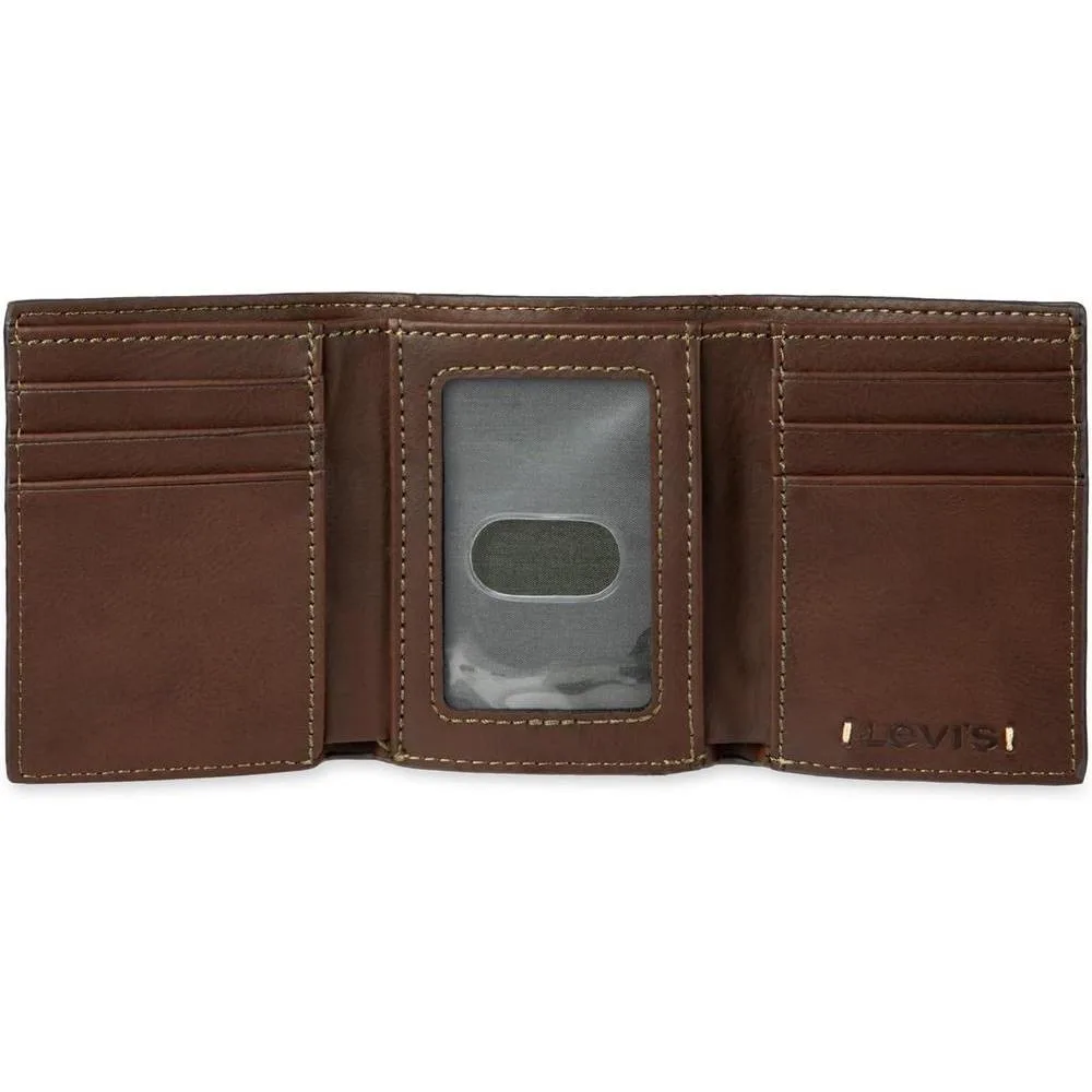 Billetera triple hombre Levi's, elegante y delgada con ventana de identificación y tarjetero de crédito