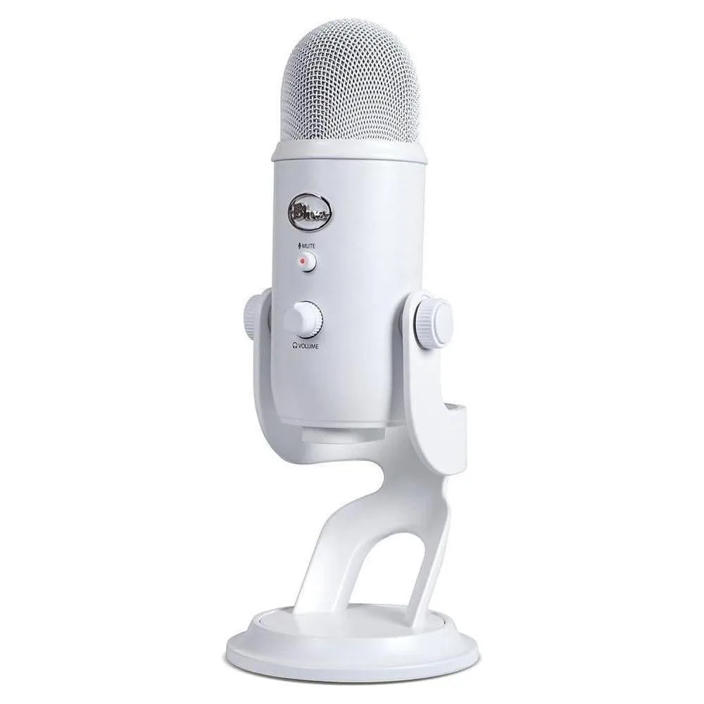 Logitech for Creators Blue Yeti USB Microphone for Gaming, Streaming, Podcasting, Twitch, YouTube, Discord, Recording for PC and Mac, 4 Polar Patterns, Studio Quality Sound, Plug & Play-Whiteout