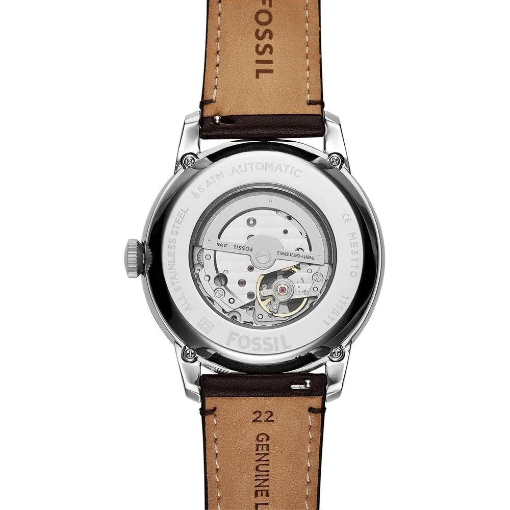 Reloj automático Fossil Townsman para hombre con diseño esqueleto en acero inoxidable y cuero elegante