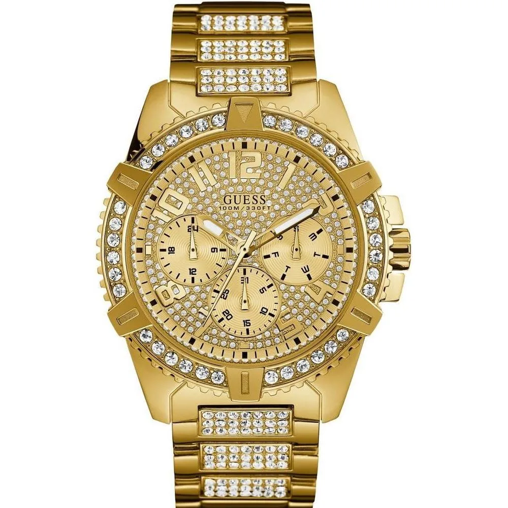 GUESS Stainless Steel Gold-Tone Crystal Embellished Bracelet Watch