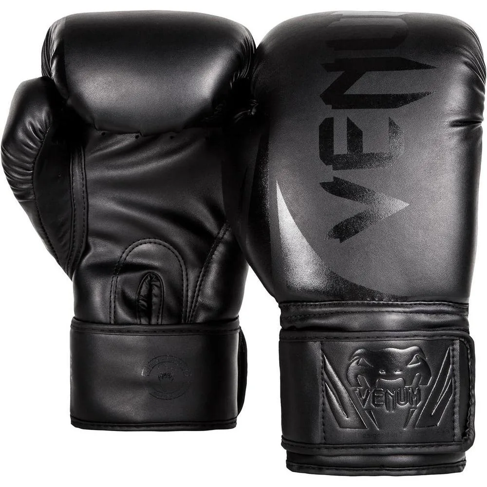 Guantes de boxeo Venum Challenger 2.0 de cuero sintético con ajuste seguro y diseño en negro